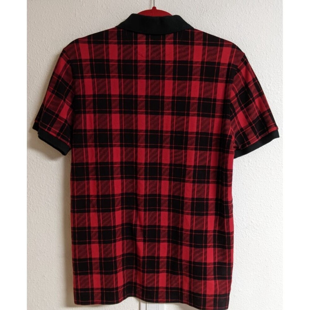 Polo Ralph Lauren Men's Custom Slim Fit Plaid Mesh Polo Shirt Red/Black M - Picture 6 of 8
